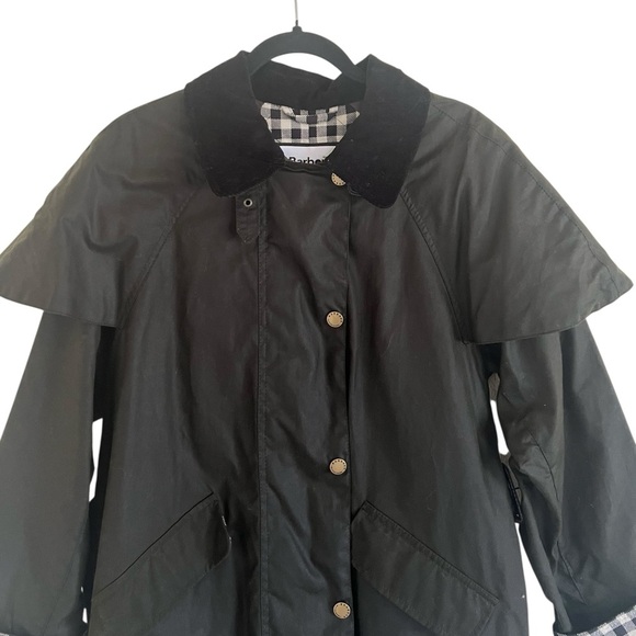 Barbour by Alexachung Trudie  Green Waxed Long Coat Jacket US 8 - Picture 6 of 16